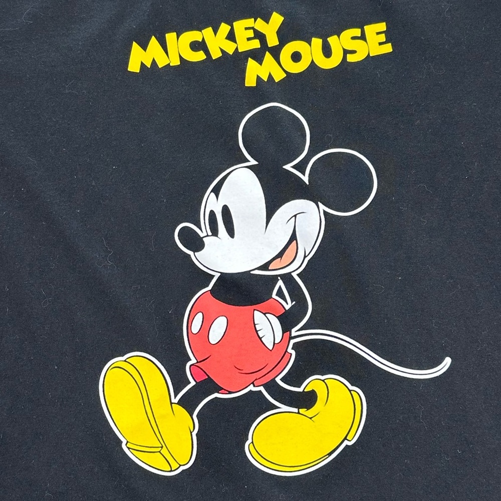 Disney Black Tee with Classic Mickey in Red and Yellow